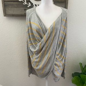 Lululemon Twist and Wrap Gray & yellow stripe cashmere blend pullover sweater 12